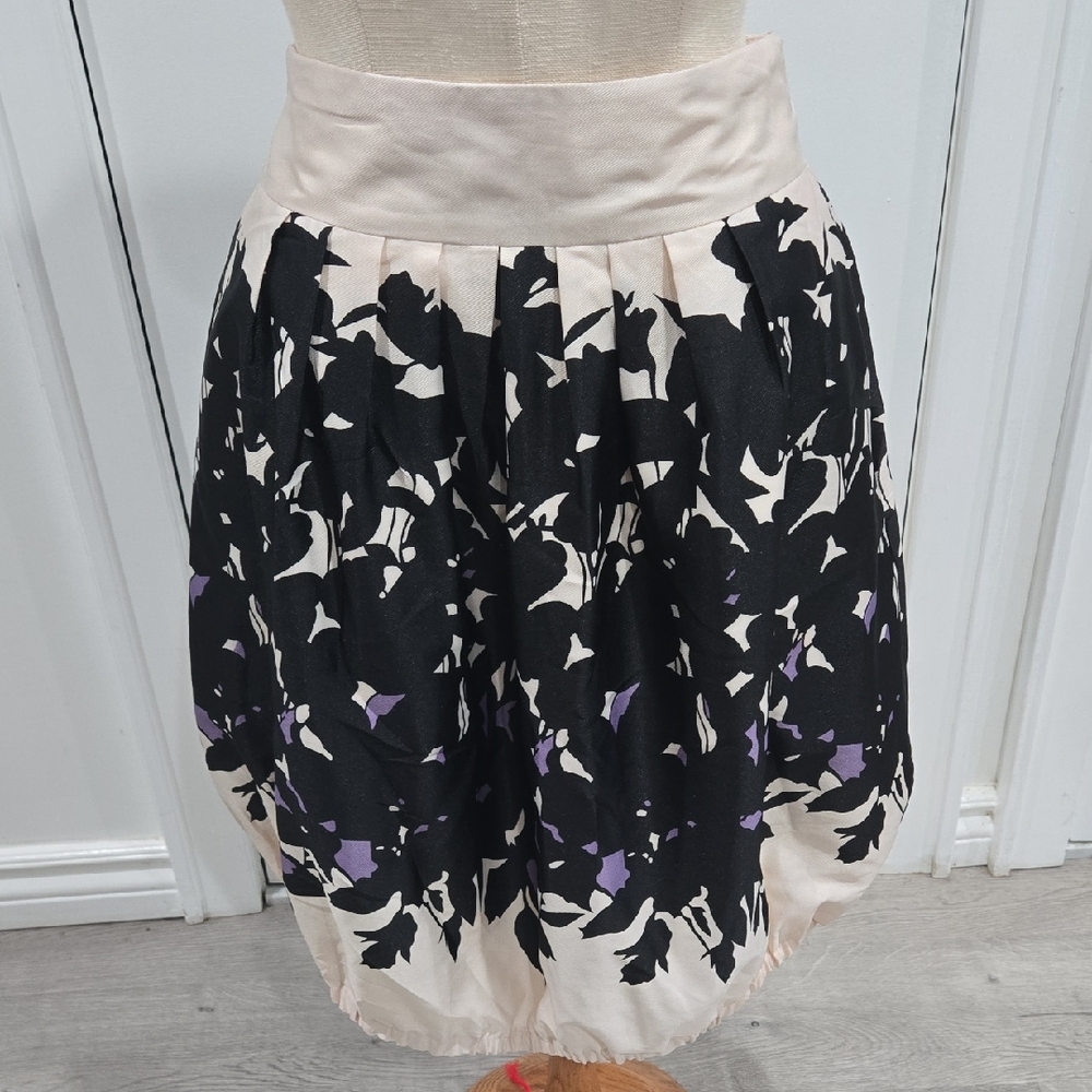 Francesca's Collections Black and Cream A-Line Skirt